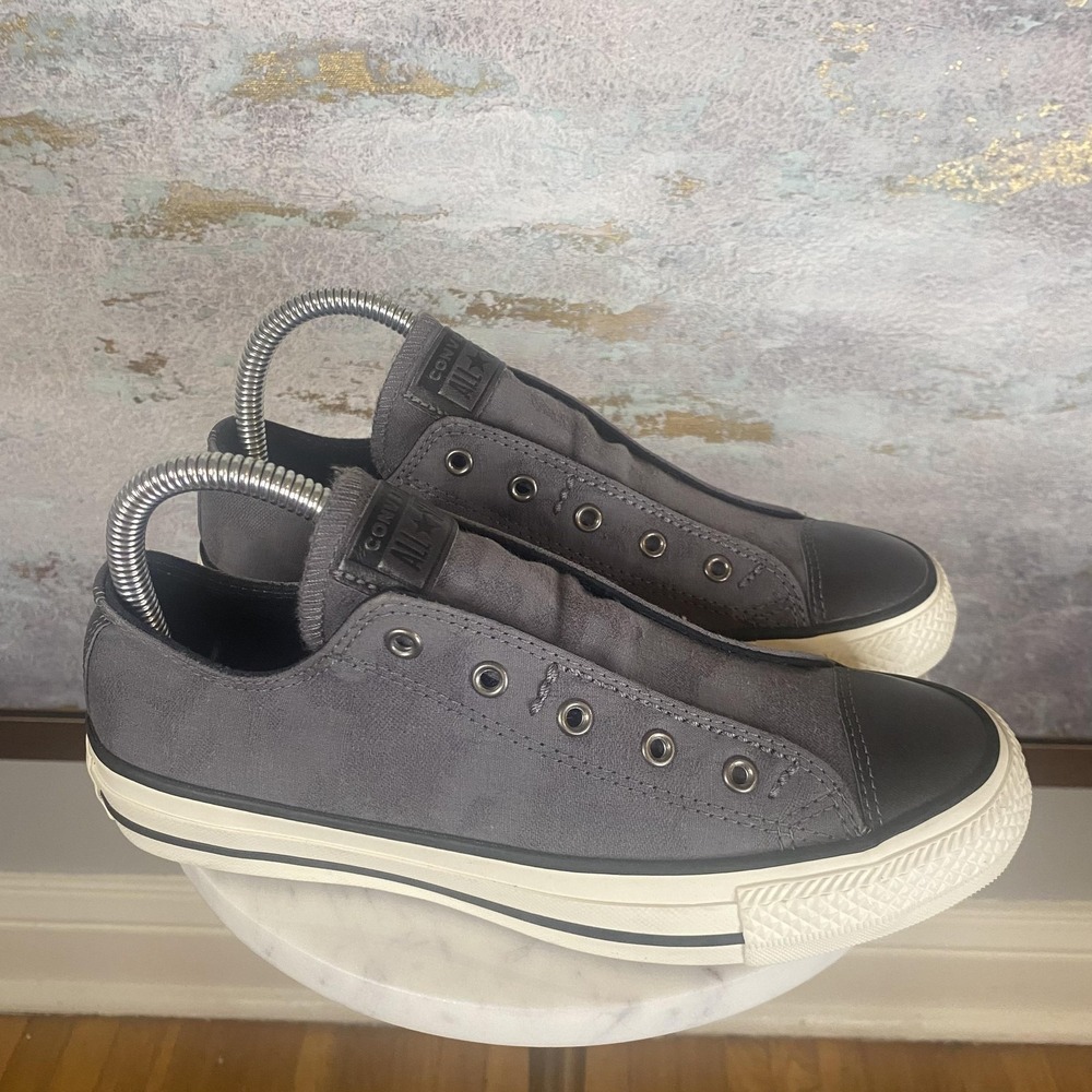 Converse All Star Slip OX Shoes Womens Size 6 Gray Slip On Low Top Sneakers - Picture 2 of 11